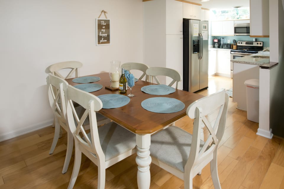 Dining table seats six
