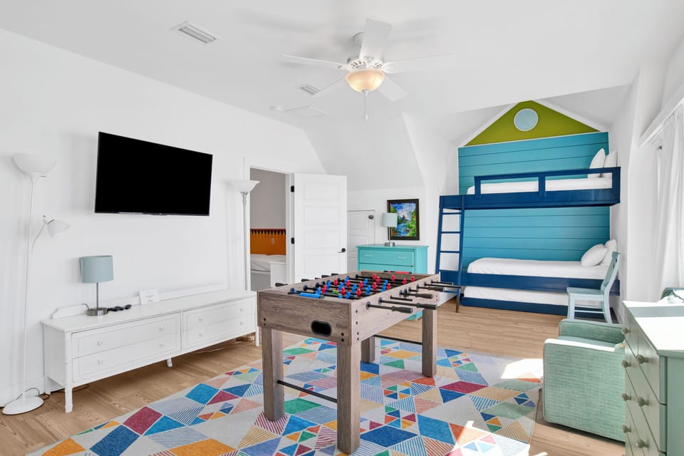 Bedroom 4 has two Twin bunk beds and two Twin pull out trundles, sleeps 6
