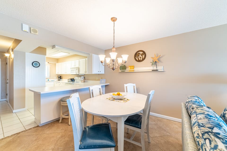 Rainy Day? Enjoy a board or card game at the dining room table.