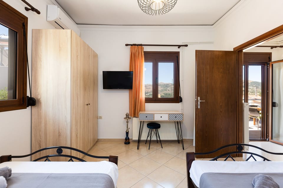 Comfortable bedroom of Modern house,Next to amenities,Short drive to north & south Cretan beaches,Spili,Crete