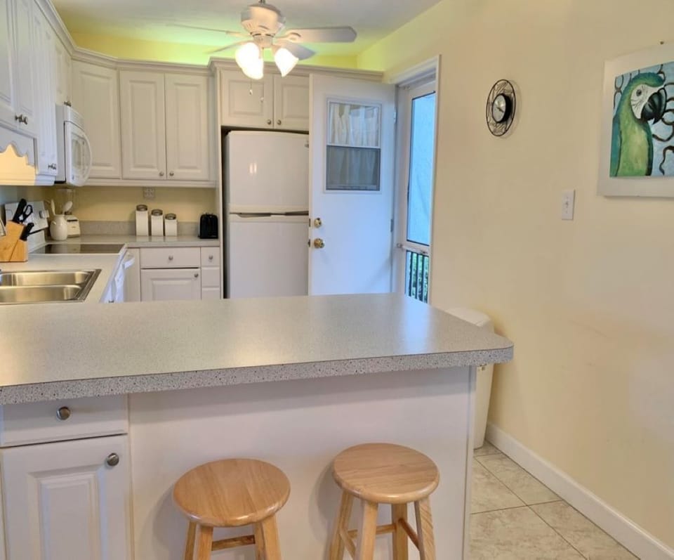 Completely stocked kitchen.
