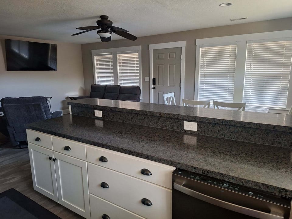 Open kitchen with all new appliances for 2026.