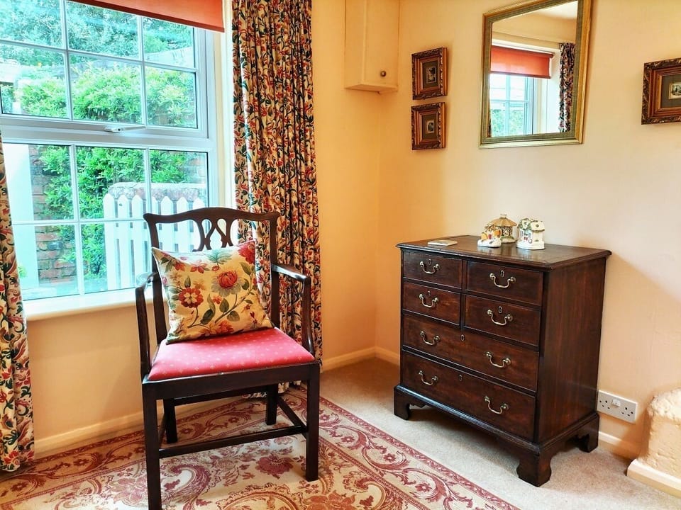 Window in bedroom looking onto the courtyard