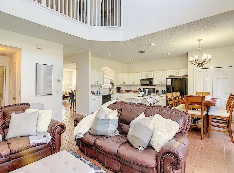 Open concept living and dining area.
