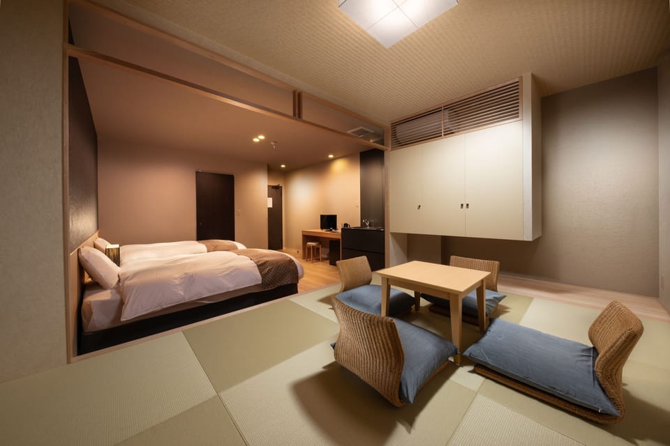 Japanese Western Style Room with Kitchenette | Down comforters, pillowtop beds, blackout drapes, free WiFi