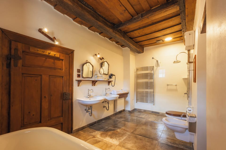 Suite (4) | Bathroom | Hair dryer, towels, soap, shampoo