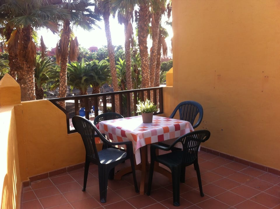 Terrace with sun till late afternoon overlooking gardens and pool