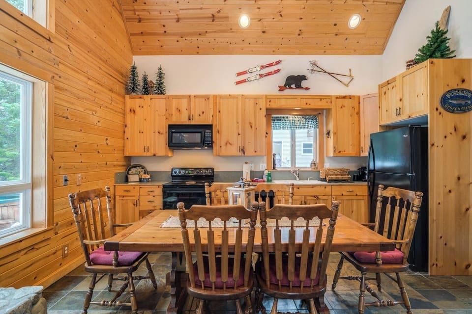This custom wood dining table makes playing games and dining perfect for everyone.