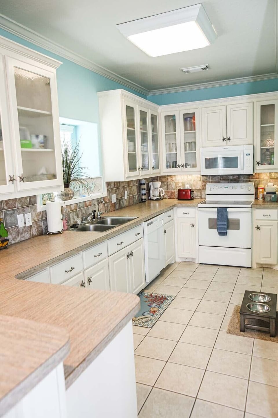 Kitchen with dog bowl