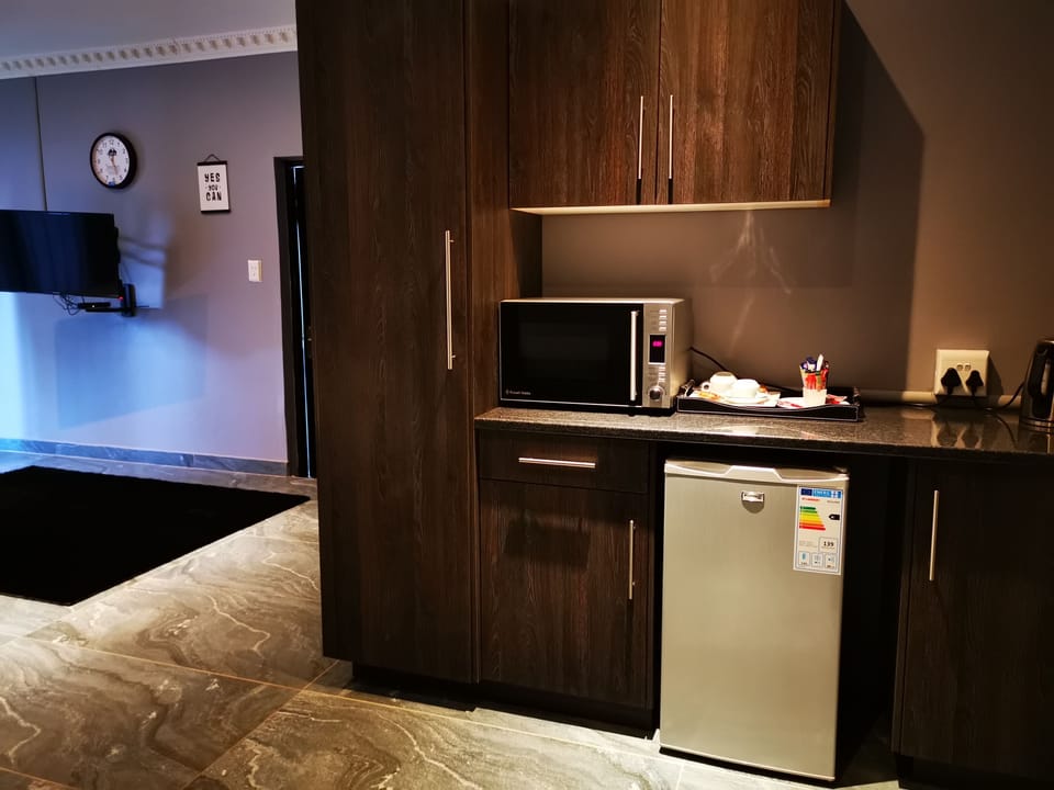 Fridge, microwave, electric kettle