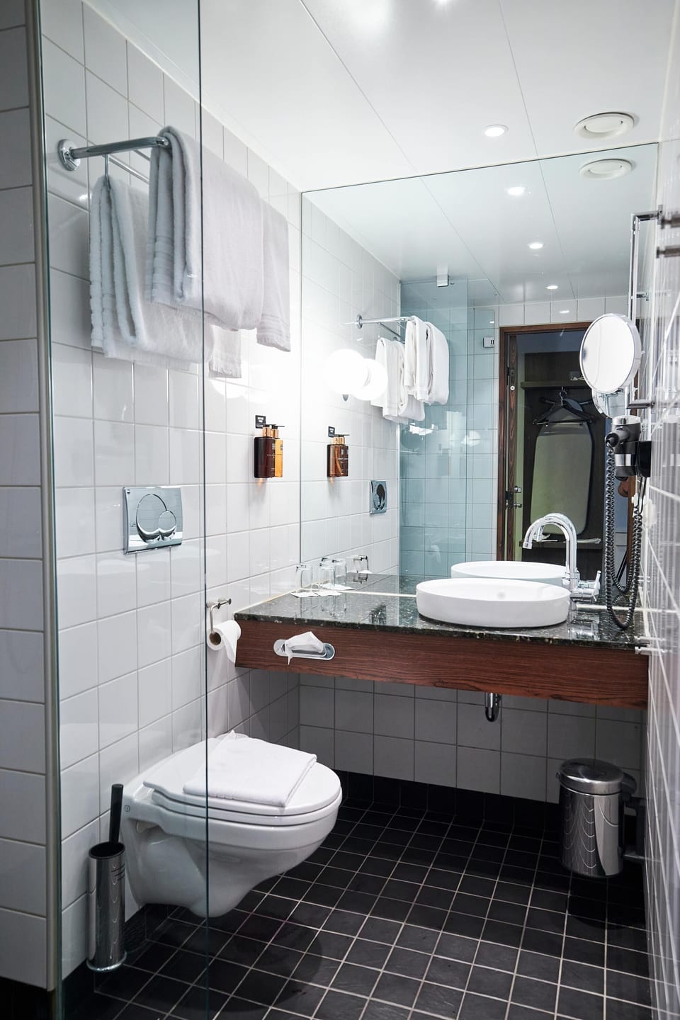 Double Room (Compact) | Bathroom | Designer toiletries, hair dryer, towels