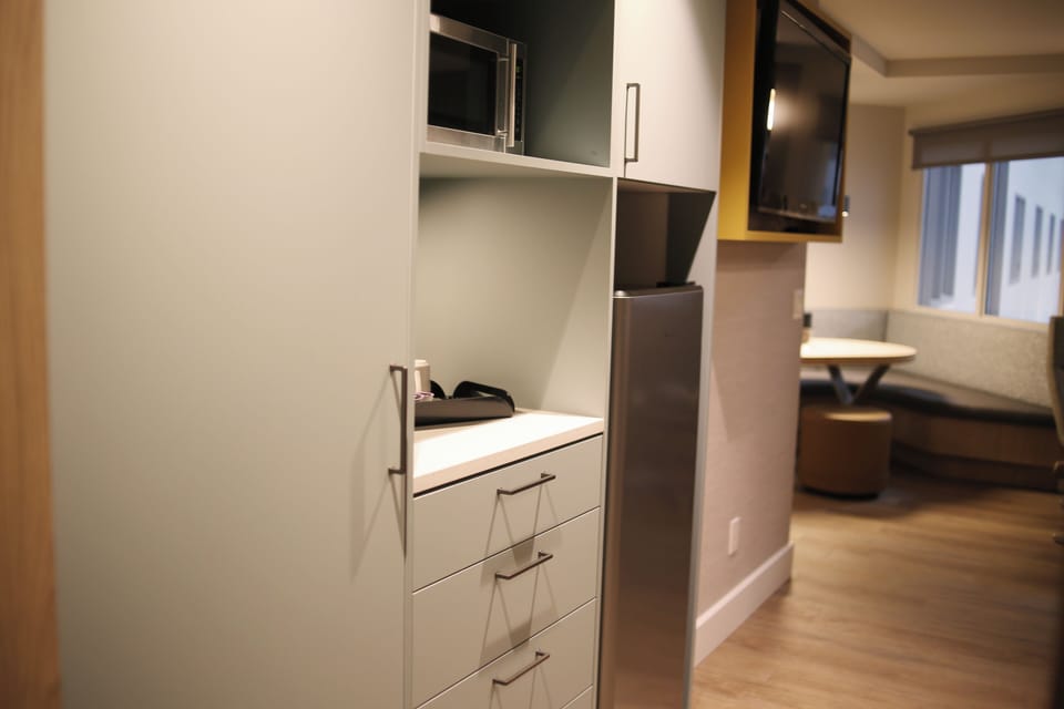 Desk, blackout drapes, iron/ironing board, free WiFi