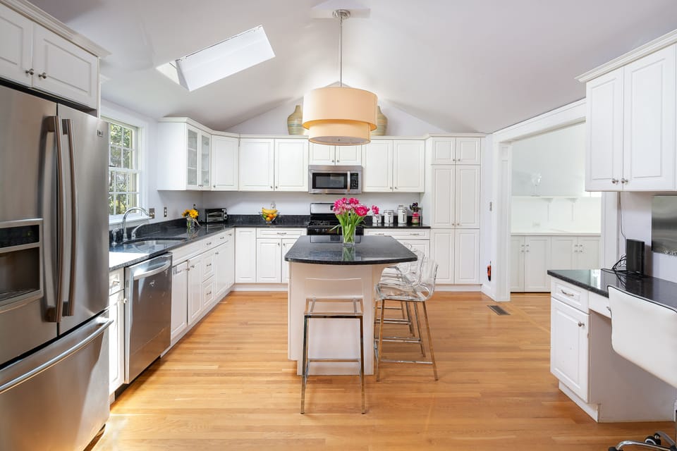 Kitchen with desk area.