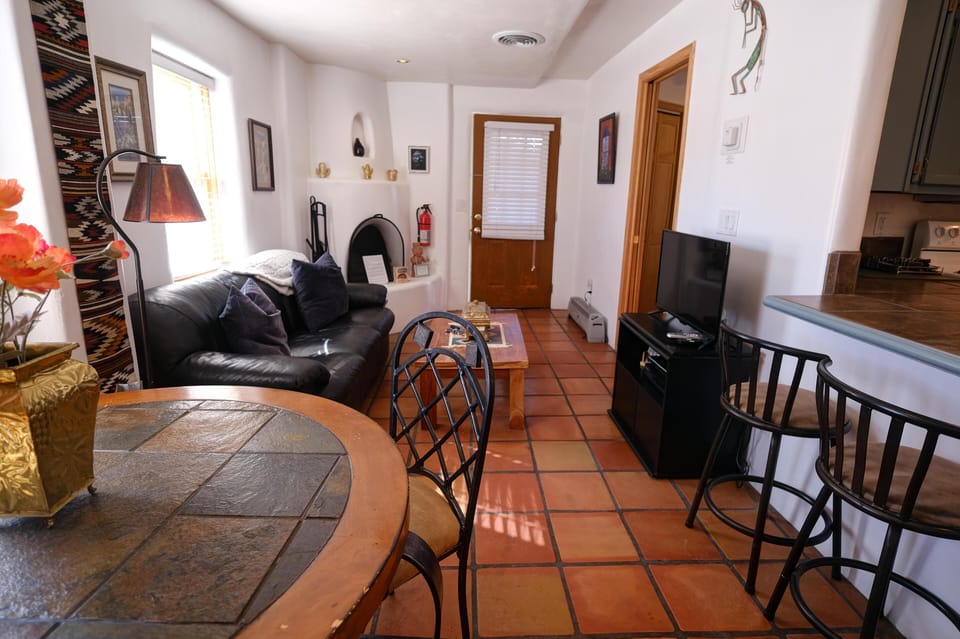 Kitchen and den spill into each other 
