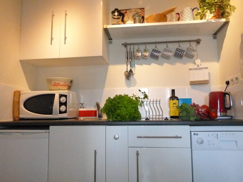 Kitchenette, well equipped and modern. Laundry room access during stay