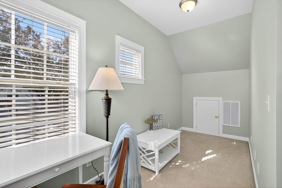 Also perfect for a pack n play or crib. Or air mattress for additional sleeping needs. This is tucked away on the far side of the house upstairs off the primary bedroom ensuite.