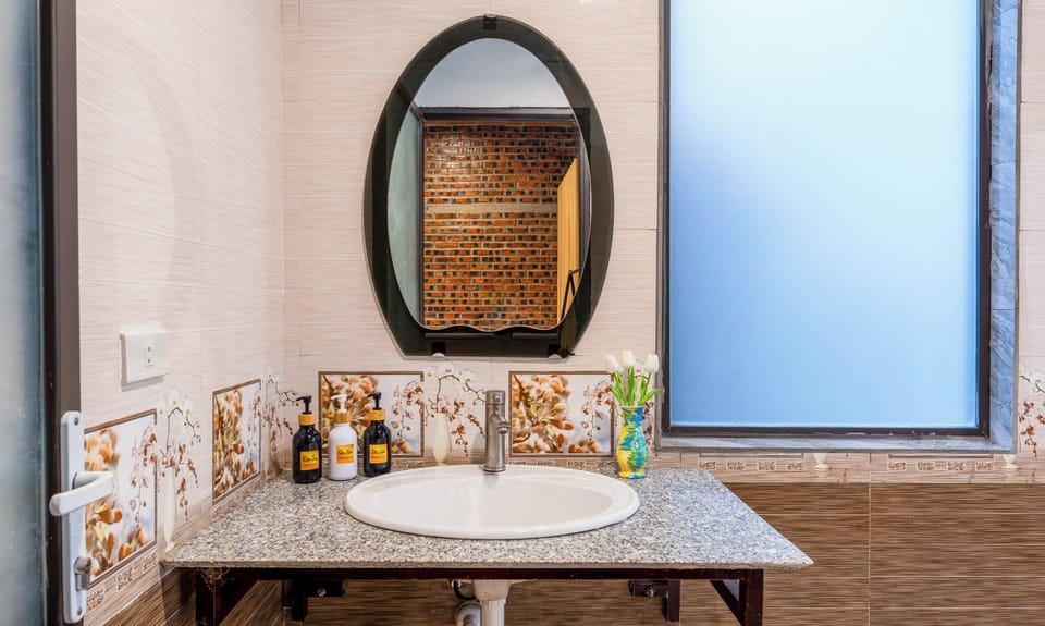 Shower, hydromassage showerhead, designer toiletries, hair dryer