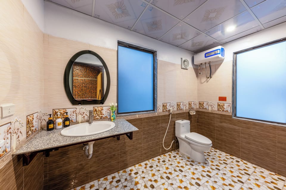 Shower, hydromassage showerhead, designer toiletries, hair dryer