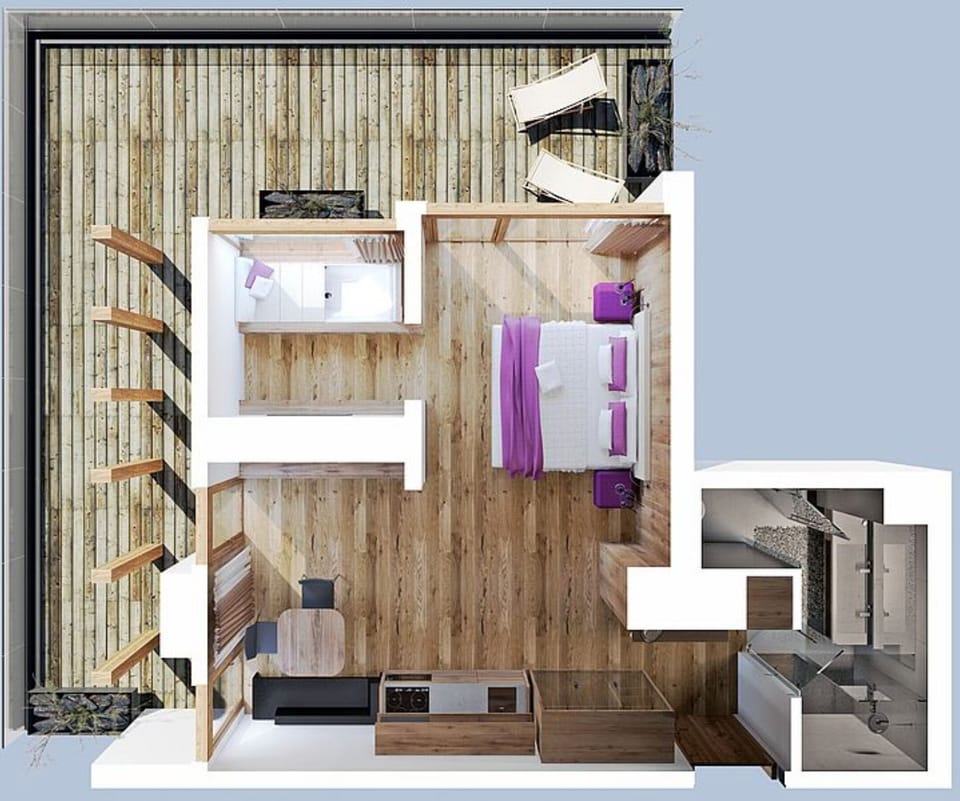 Loft, 1 Bedroom, Fireplace (Sky 01) | Premium bedding, down comforters, pillowtop beds, minibar