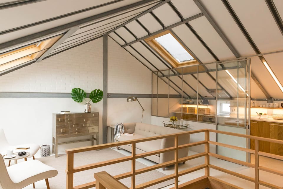 The living area and the kitchen