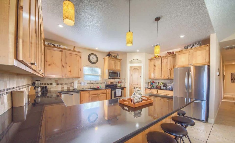 Granite counter tops with a large island for extra seating!