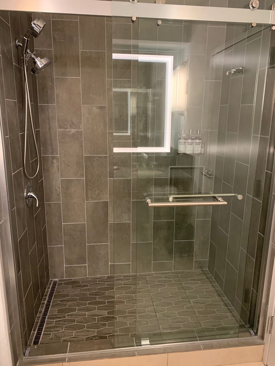 Room, 1 King Bed, Accessible (Shower) | Bathroom shower