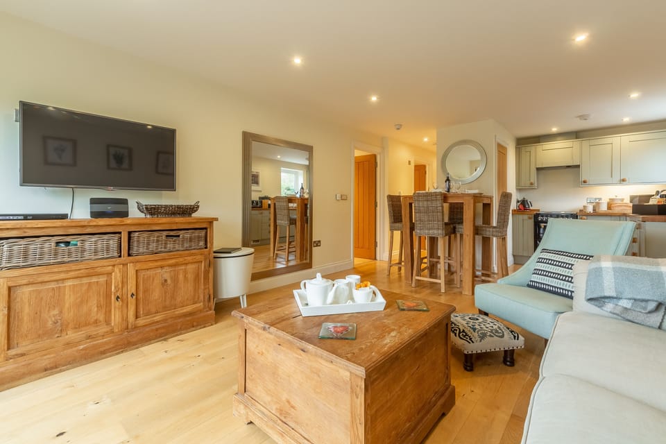 6 Sandy Lane, Carbis Bay. First floor: The large television in the living area
