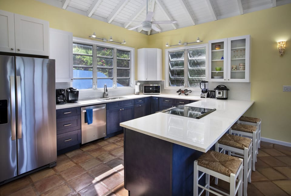 The spacious, well-appointed kitchen with AC.