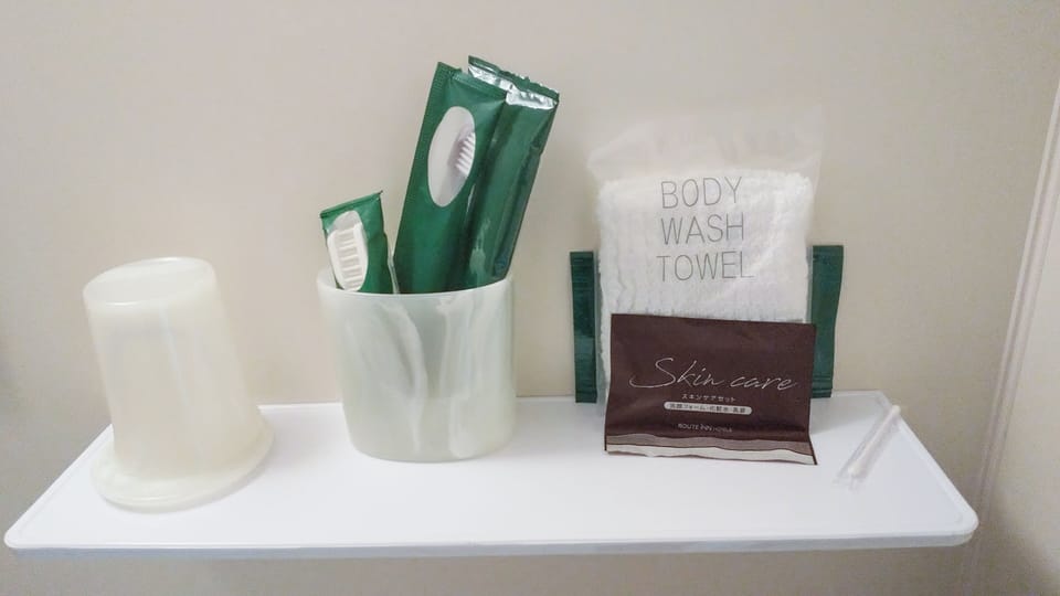 Free toiletries, hair dryer, slippers, electronic bidet