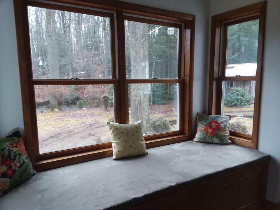 Window seat with creek view