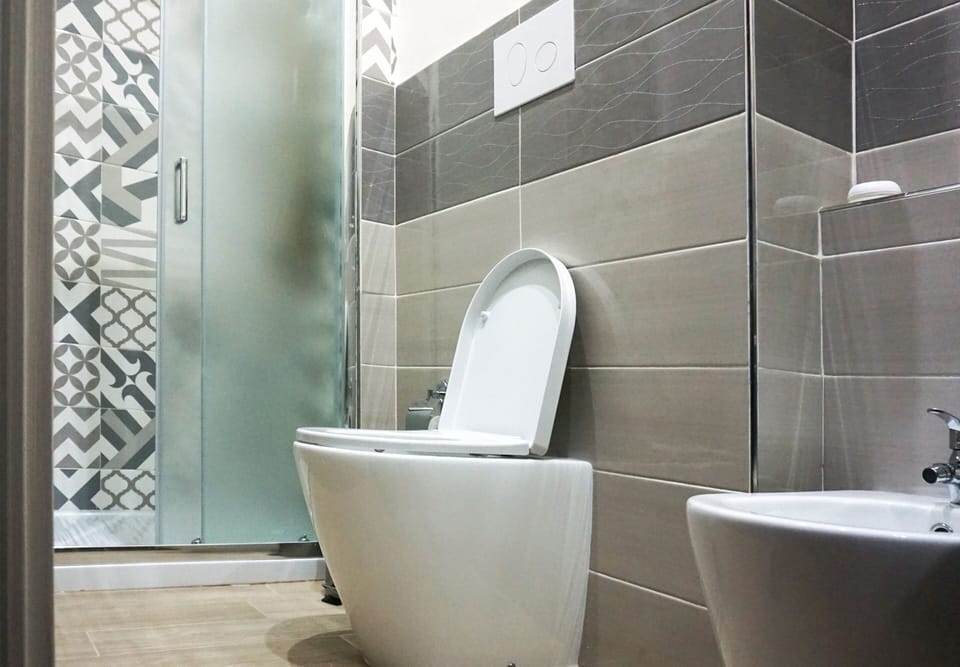 Shower, hair dryer, bathrobes, slippers