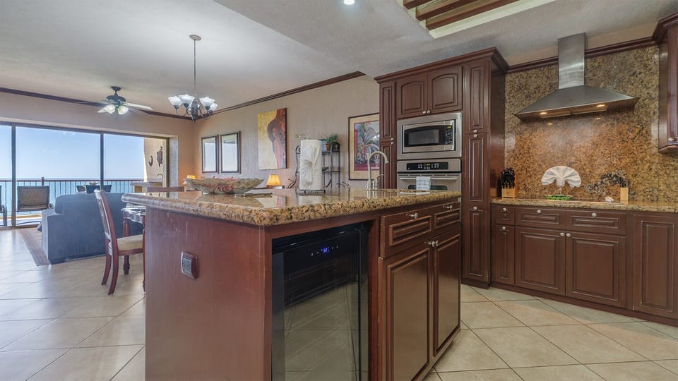 kitchen island with wine refrigerator