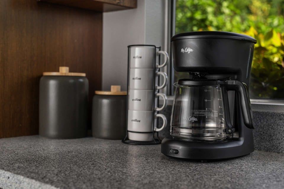 Coffee lovers are in luck as this rental provides coffee. There are also cute cafes a short distance away.