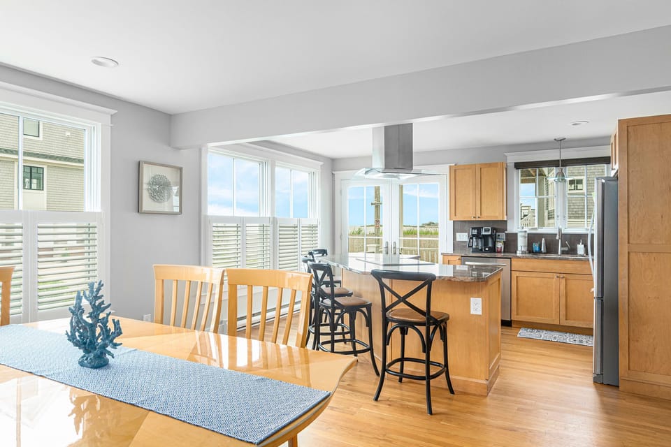 Dining Area and Kitchen Looking at Ocean