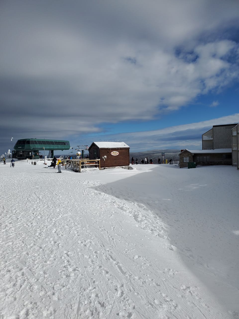 Ballhooter quad lift,  Mountain Lodge back entrance and the Waffle cabin.