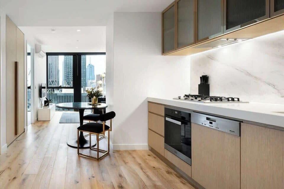 Open-planned kitchen and dining area