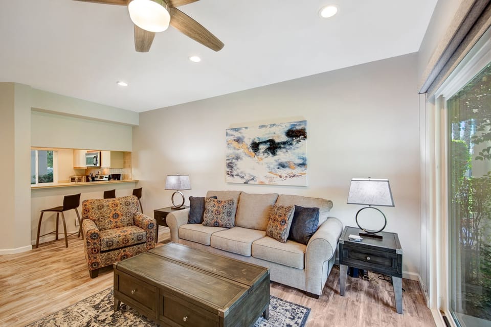 A spacious living/dining room area.