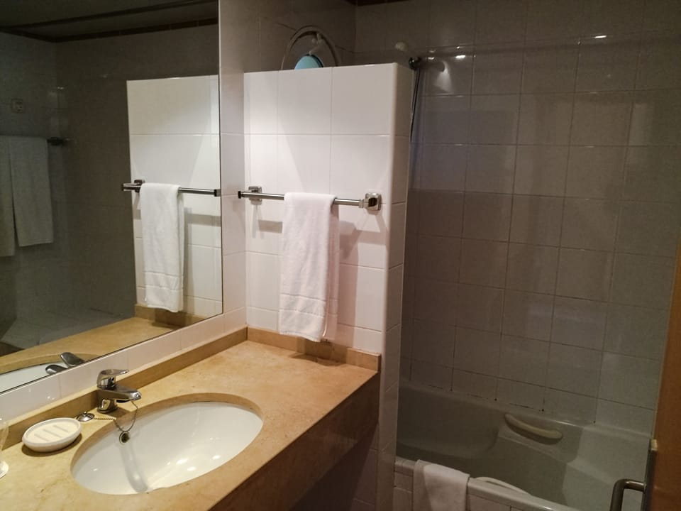 Bathtub, hair dryer, bidet, towels