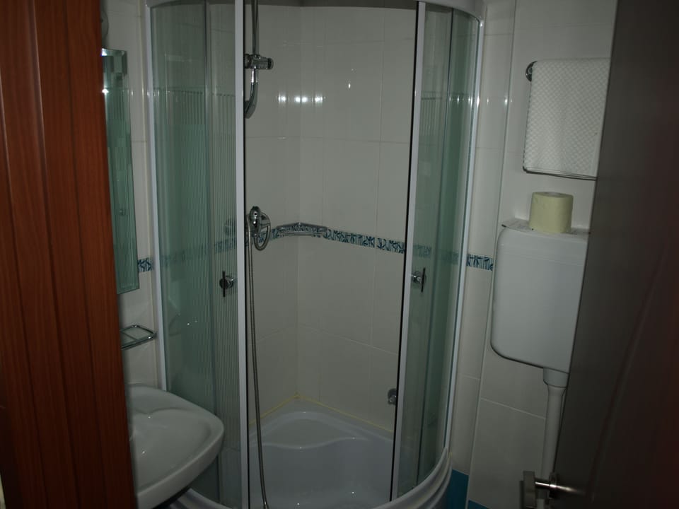 Shower, hair dryer, bathrobes, towels