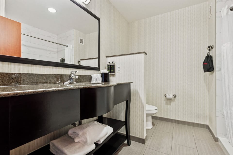 Free toiletries, hair dryer, towels