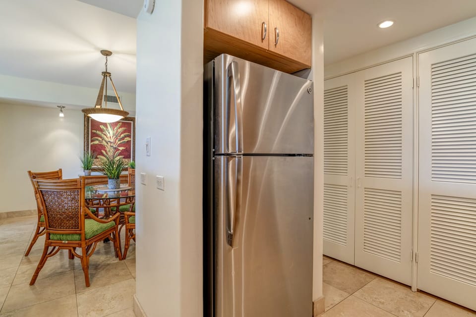 View from the kitchen into the dining area