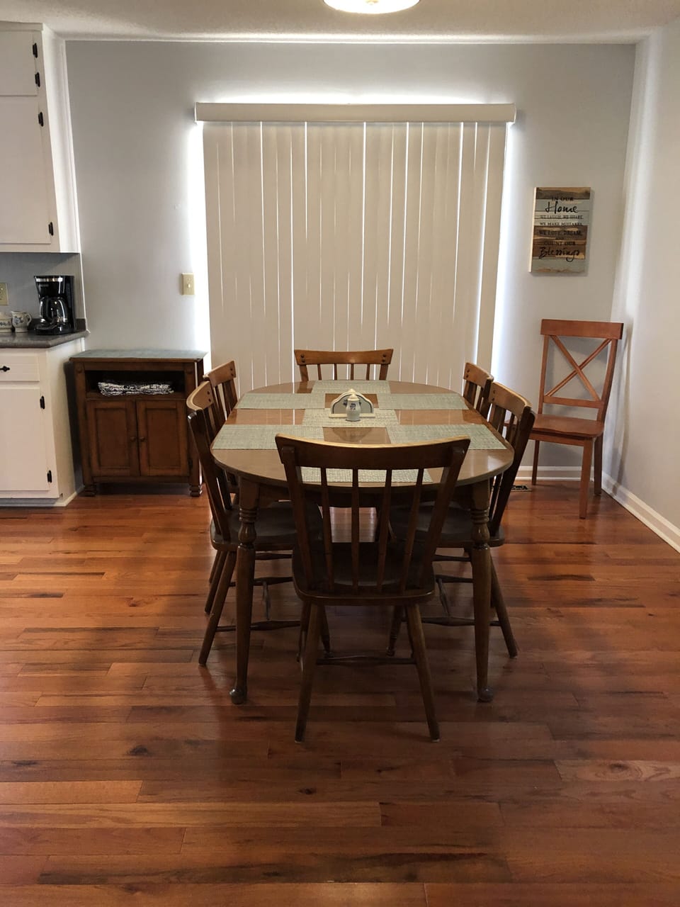 dining area with sliding glass doors to deck
