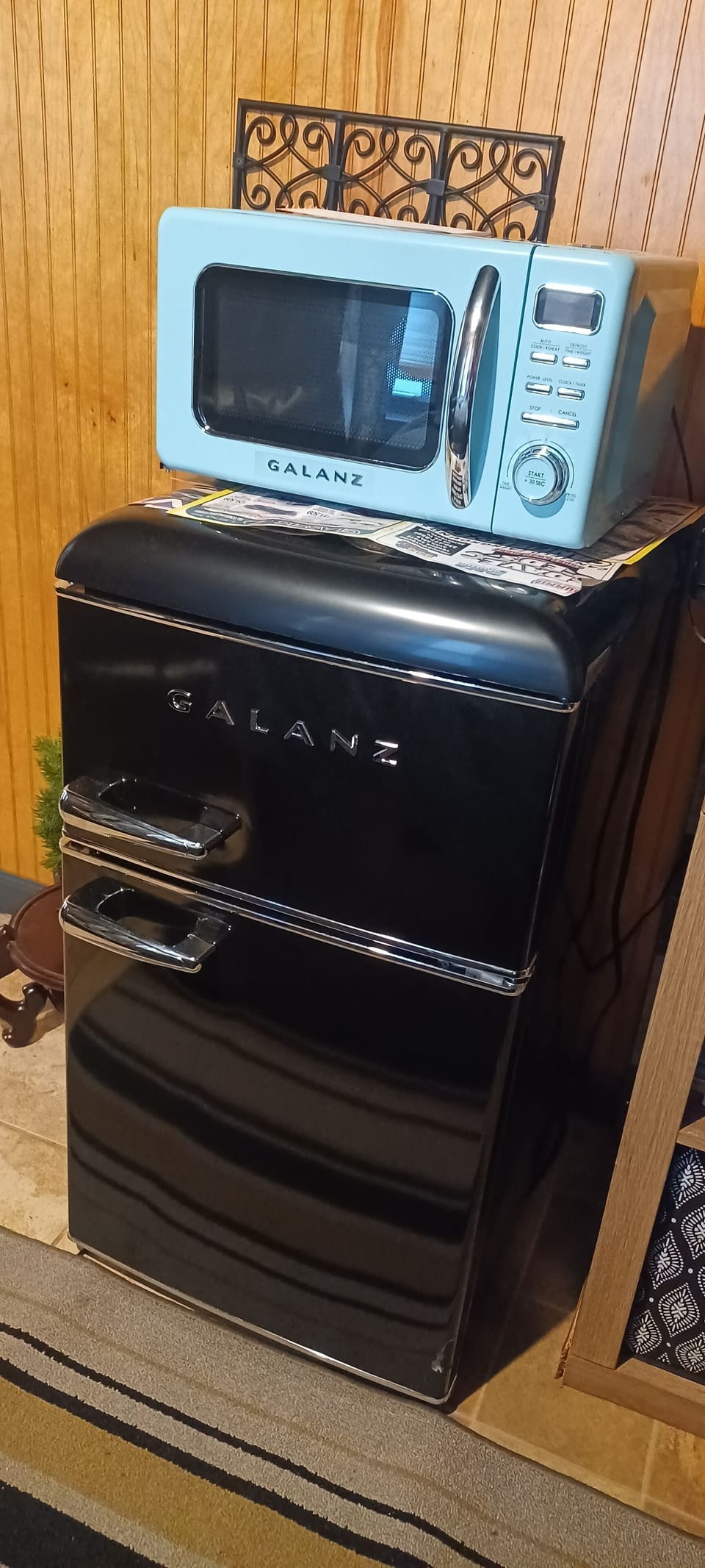 Mini Fridge and microwave. 