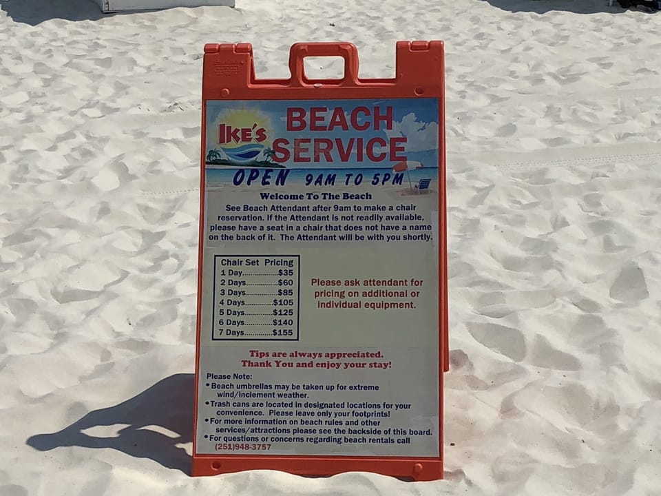 Beach chair rental rates
