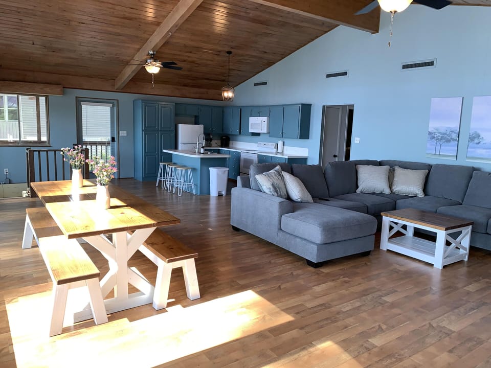 Living dining and kitchen areas