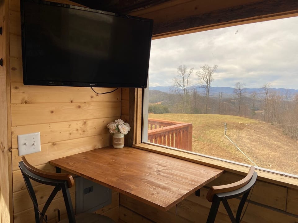 Tall stools allow you to take in the views while dining.