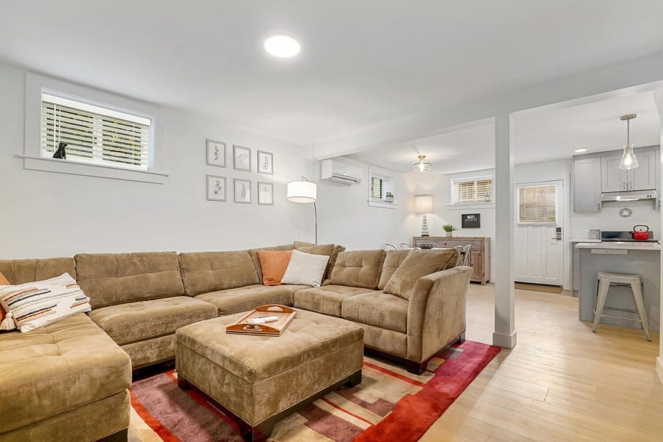 Compfy sectional with hida-a-bed if desired. 