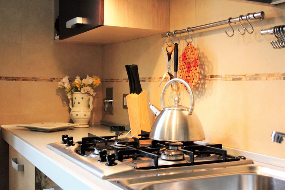Deluxe Apartment, 1 Bedroom | Private kitchen | Shared fridge, microwave, electric kettle, highchair