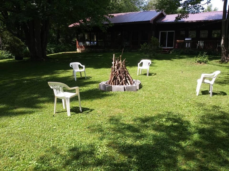 fireplace area in front yard.