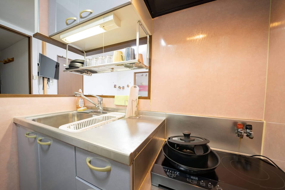 Apartment | Private kitchen | Fridge, microwave, stovetop, electric kettle
